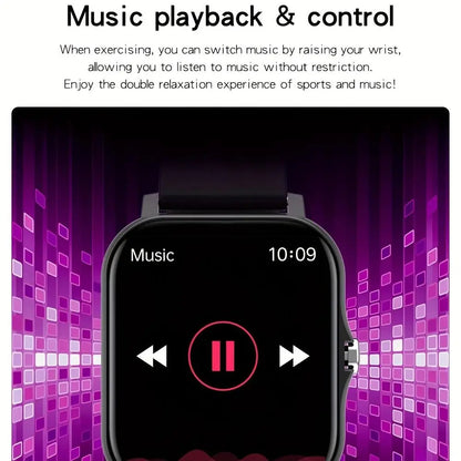 Smartwatch with Full Touch Screen – Multiple Sports Modes, BT Calls, Message Alerts, Music Player – Compatible with iOS & Android – Gift for Men & Women