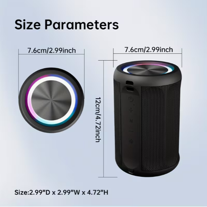 Portable Speaker with Crystal Clear HD Sound & RGBW Dynamic Light Show – IPX5, All-Day Playtime, TWS Pairing, Subwoofer & Stereo Sound, USB-C Charging, for Smartphone/Tablet, Home/Office/Party