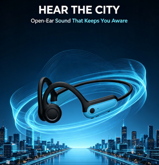 Bone Conduction Open-Ear Headphones - Type-C Charging, Long Battery for Sports and Running
