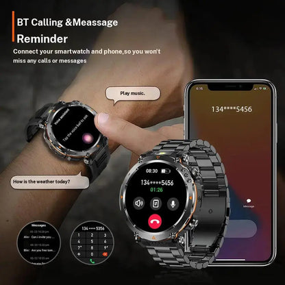 1.7" Large Screen Smartwatch – Answer/Dial Calls, 100+ Sports Modes, 600mAh Battery, Compass, Waterproof – Men's Gift Fitness Tracker