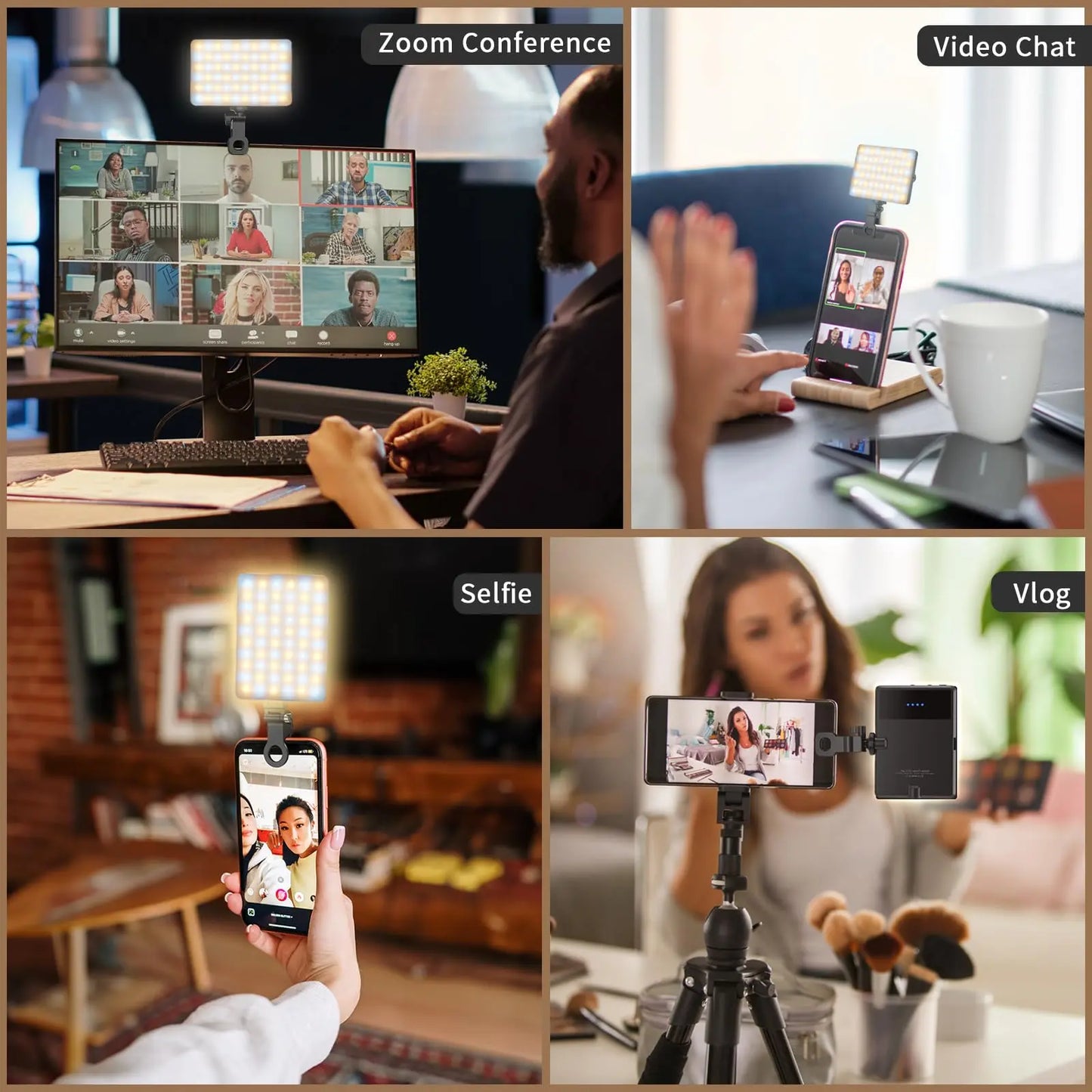 Portable Selfie Light – LED Bi-Color Fill Light, USB Rechargeable Clip-on Phone Light, 2000mAh for Selfie & Video