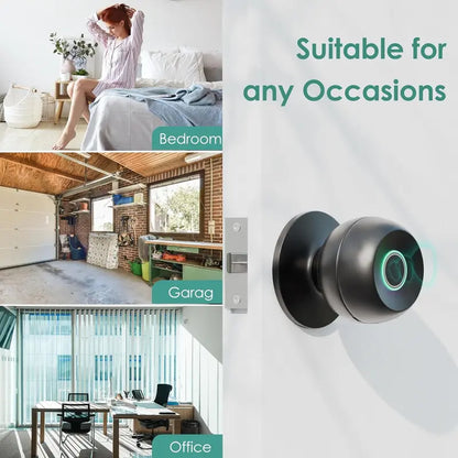 Smart Fingerprint Door Knob with App Control - Biometric Keyless Door Lock with Auto Lock for Bedroom, Home and Office