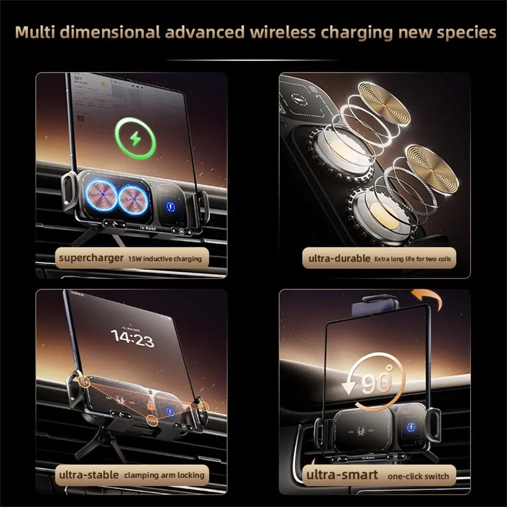 Magnetic Car Phone Holder Charger - 15W Fast Charging Wireless Stand