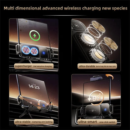 Magnetic Car Phone Holder Charger - 15W Fast Charging Wireless Stand