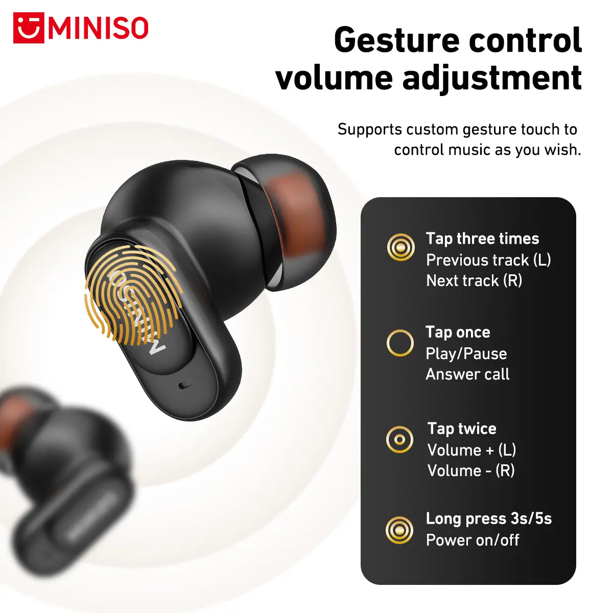 MINISO MS105 Wireless Earbuds – Bluetooth 6.0, In-Ear, Waterproof, Built-in Mic – Ideal for Office, Sports, Study, Calls & Gaming