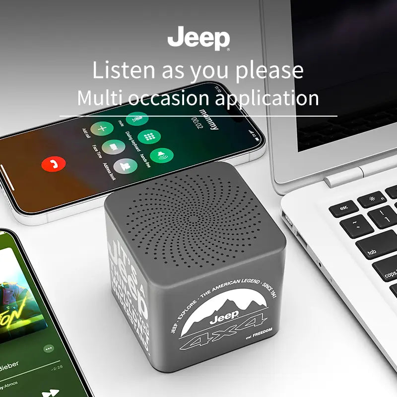 Jeep SC008 Portable Bluetooth Outdoor Speaker - Karaoke, Dual-Metal Bass, Vibro-Surround Sound for Camping