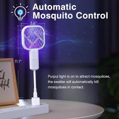 2-Pack USB Mini Mosquito Swatter - 2-in-1 Portable Bug Killer Bat with UV-A Light, USB Power LED Lamp for Indoor Mosquito Trapping