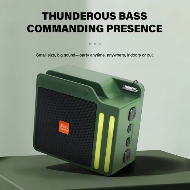 Small Bluetooth Speaker & Phone Holder – USB/TF Card Slot, FM Radio, Powerful Sound with Deep Bass, Compatible with Smartphones, Tablets & Laptops