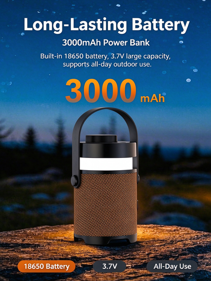 Outdoor Lighting Bluetooth Speaker - Outdoor Camping Lantern Speaker, Long Battery Life Portable Illumination Waterproof Speaker with Ambient Light