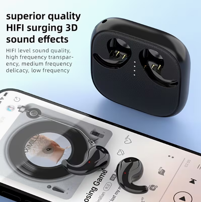 True Wireless Ear-Clip Headphones – Open Stereo Sound, Ultra-Low Latency Game Mode, Copper Ring Speaker, Touch Control, Long Battery Life, Lightweight & Secure Fit