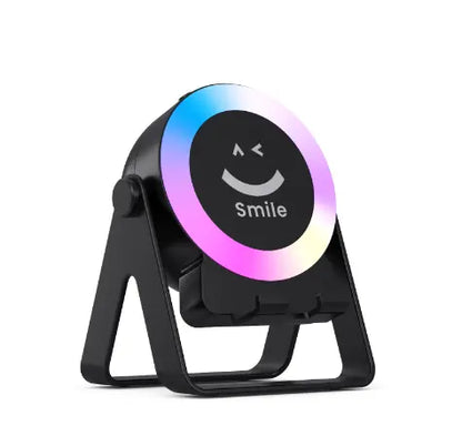 Wireless Induction Speaker, Cell Phone Stand with Bluetooth Speaker, Stereo Sound, RGB Ambient Light, Phone Holder Compatible with iPhone/iPad/Android/Samsung Galaxy-Black Adjustable Anniversary, Birthday, Audio