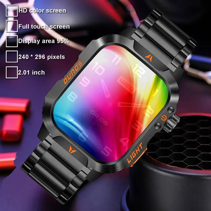 2026 Manly Style Smart Sports Watch with LED Lights - Wireless Calling, Message Reminders, Sports Mode, Voice Assistant and More for Men, Compatible with Android and iPhone