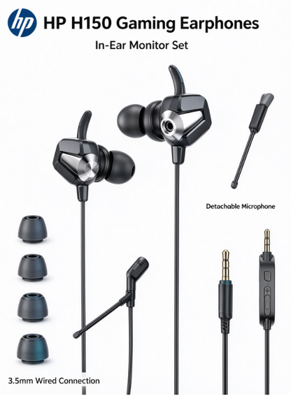 HP 3.5mm Wired Gaming Earbuds – Detachable HD Mic, Dual Drivers, Low Latency for PC, PS5 & Xbox