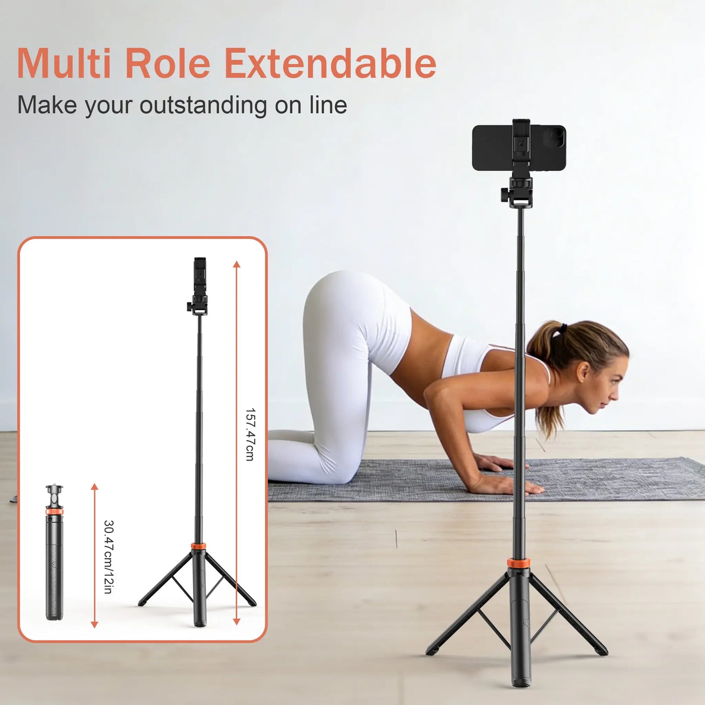 61-Inch Smartphone Selfie Stick with Wireless Remote and Tripod Stand - Tech Accessories for iPhone 17/16/15/14/13 and Mobile Devices