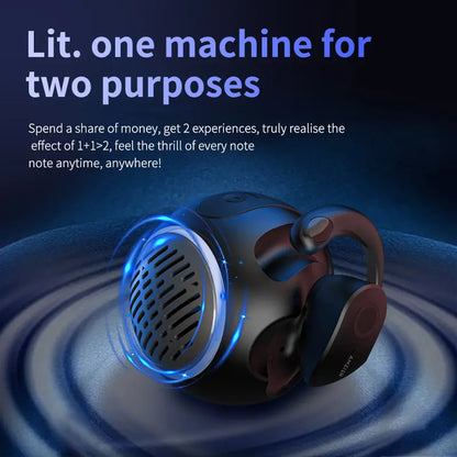 2-in-1 Wireless Open Headphones & Speaker – Bluetooth 5.4, Waterproof Sports Earbuds with Mic, Noise Cancelling, Hands-Free Calling, Compatible with iOS & Android – Ideal for Gaming & Outdoor