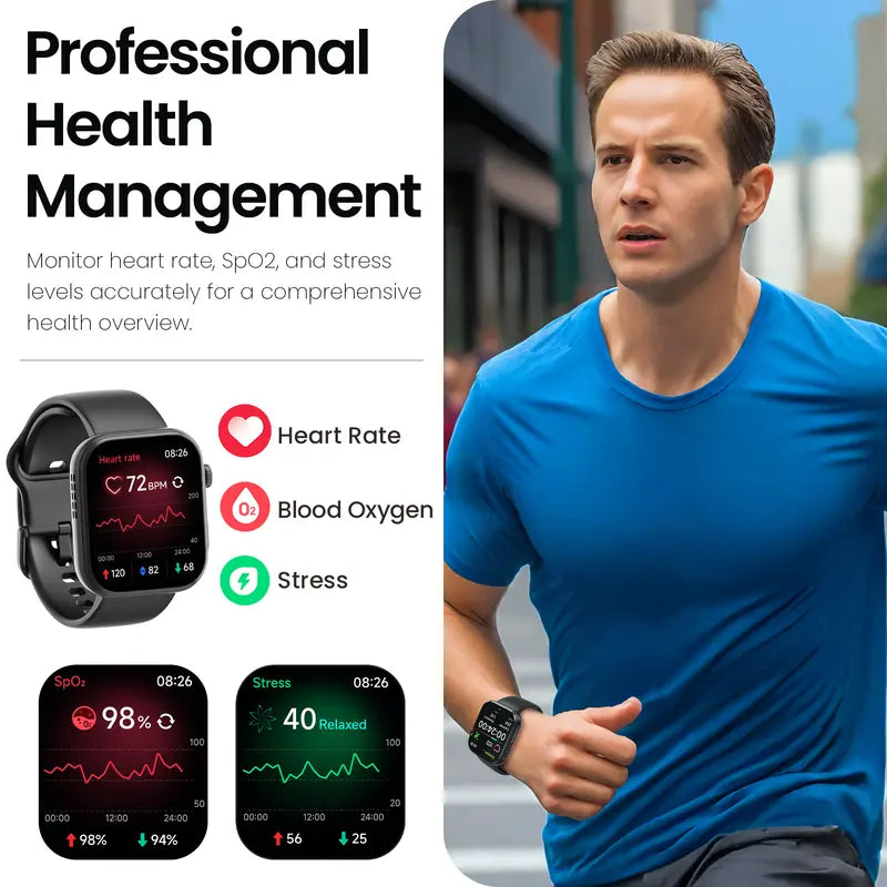 TOZO S6 Smartwatch - Ultra-Clear AMOLED Screen, Bluetooth Call, Sports Modes, Heart Rate and Sleep Oxygen Monitor, IP68 Water Resistant Fitness Tracker