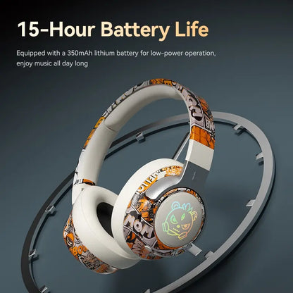 Foldable Wireless Bluetooth-Compatible Headphones - Noise Cancelling, Long Battery Life, Portable Design for Gaming and Music