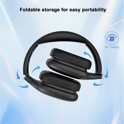 Wireless Over-Ear Headphones with Deep Bass – Lightweight Foldable, Built-in Mic, 3.5mm & Type-C, for Travel, Work, Laptop, Phone & Gaming