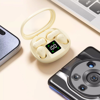 Wireless Earbuds – In-Ear Design, Noise Cancelling, True Wireless with Digital Display, Bluetooth 5.4, Gaming & Fitness Headset for Running & Exercising, Lightweight