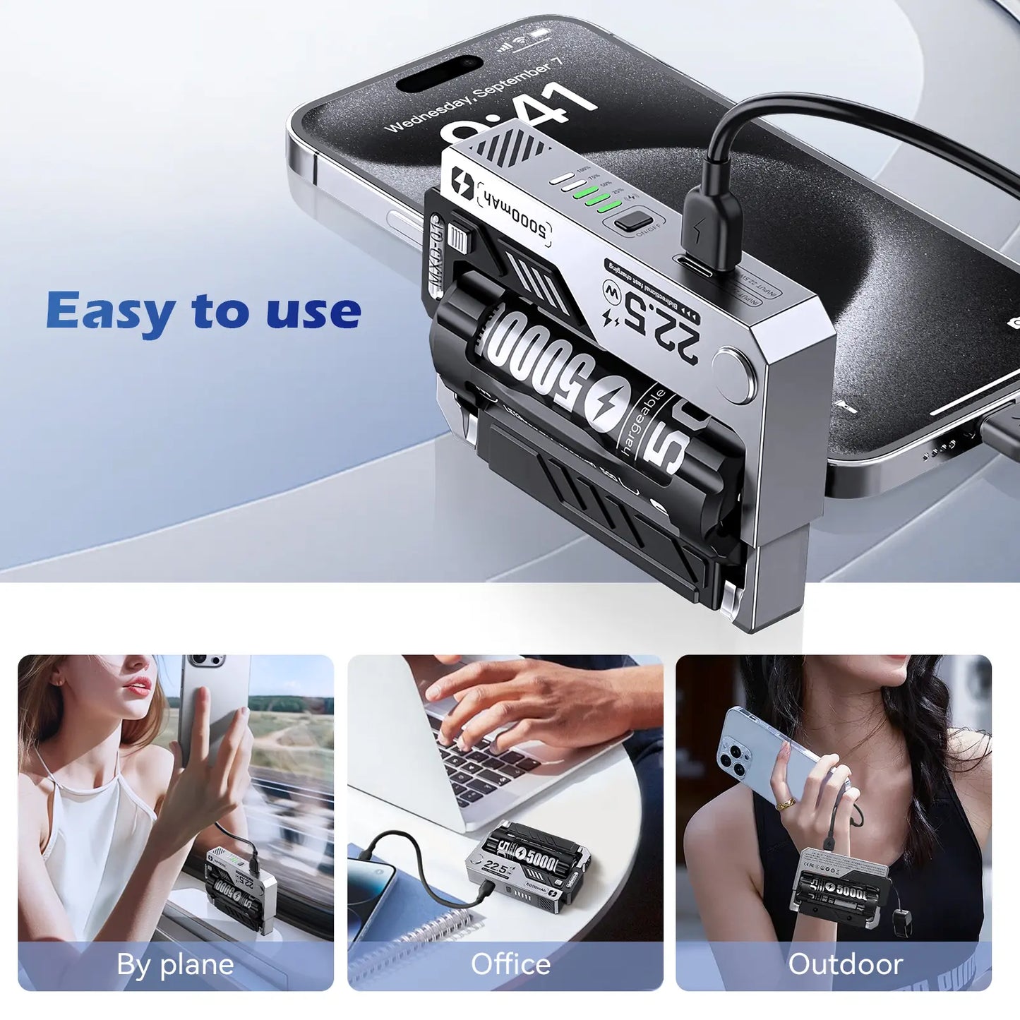 C+L Bidirectional Reverse Charging for Smartphones and Phones - Efficient Charging Method with 5000mAh Power Bank