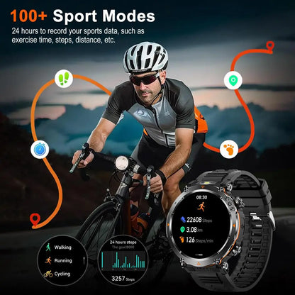 1.7" Large Screen Smartwatch – Answer/Dial Calls, 100+ Sports Modes, 600mAh Battery, Compass, Waterproof – Men's Gift Fitness Tracker