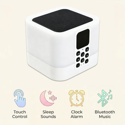 UFORU 4-in-1 Sleep Aid White Noise Machine/Bluetooth Speaker/Night Light/Alarm Clock (Rain, Insects, Ocean Waves, Birdsong, Fan, Lullaby), Perfect Vibe Bedroom Decor, Great Gift for Dad, Grads & More
