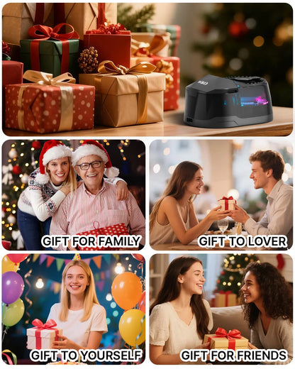 3-in-1 Portable Magnetic Bluetooth Speaker Headphones Phone Holder – Dual Separate Bluetooth 5.4, 600mAh Battery, Twin Wireless Speakers + Headphones for iPhone/Android, Travel Office Multi-Device