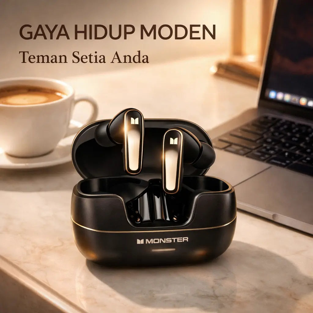 Monster MQT52 TWS Wireless Gaming Earbuds - Bluetooth 5.4, Hi-Fi Stereo, Noise Cancellation, Touch Controls, Long Battery Life