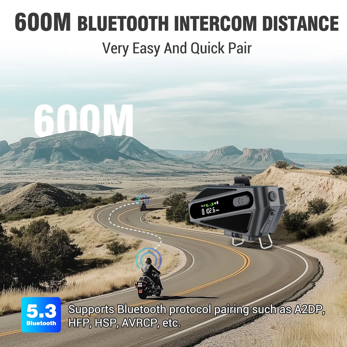 EDYELL Motorcycle Helmet Bluetooth Headset – Waterproof, Noise Reduction, Concert-Grade Audio