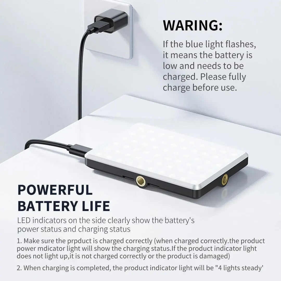Portable Selfie Light – LED Bi-Color Fill Light, USB Rechargeable Clip-on Phone Light, 2000mAh for Selfie & Video