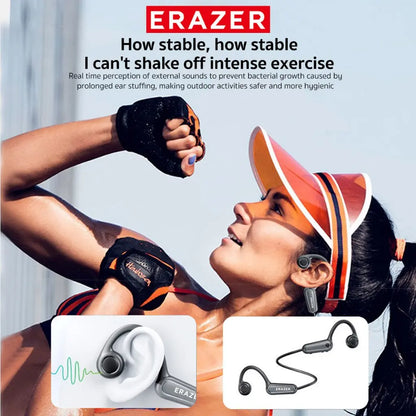 ERAZER XF22 Wireless Bone Conduction Earbuds - Bluetooth 5.4, Touch Control, HiFi Stereo, Water Resistant Sports Earphones