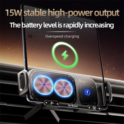 Magnetic Car Phone Holder Charger - 15W Fast Charging Wireless Stand