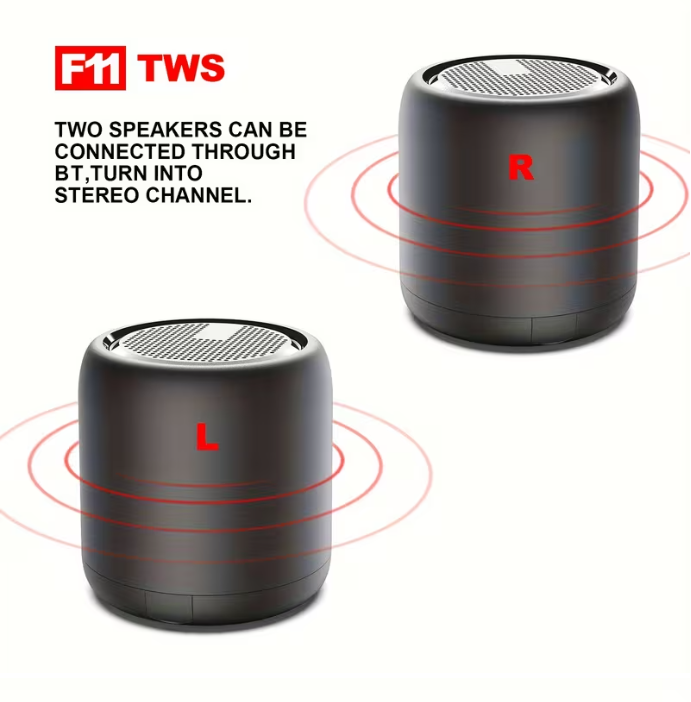 Black Portable Outdoor Wireless Speaker – TWS Pairing, Mini Subwoofer, Supports Hands-Free Calling
