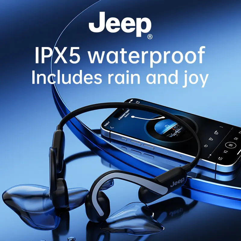 Jeep JP EC026 Bone Conduction Headphones - Bluetooth 5.3, IPX5 Water Resistant, Open-Ear for Running, Cycling and Fitness