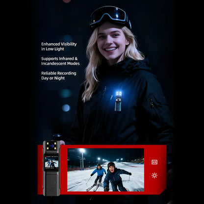 1080P Compact Mini Body Camera - 180° Rotating Lens, 130° Wide Angle, Night Vision, WiFi, Motion Detection, Portable Wearable Camcorder for Work and Sports Recording