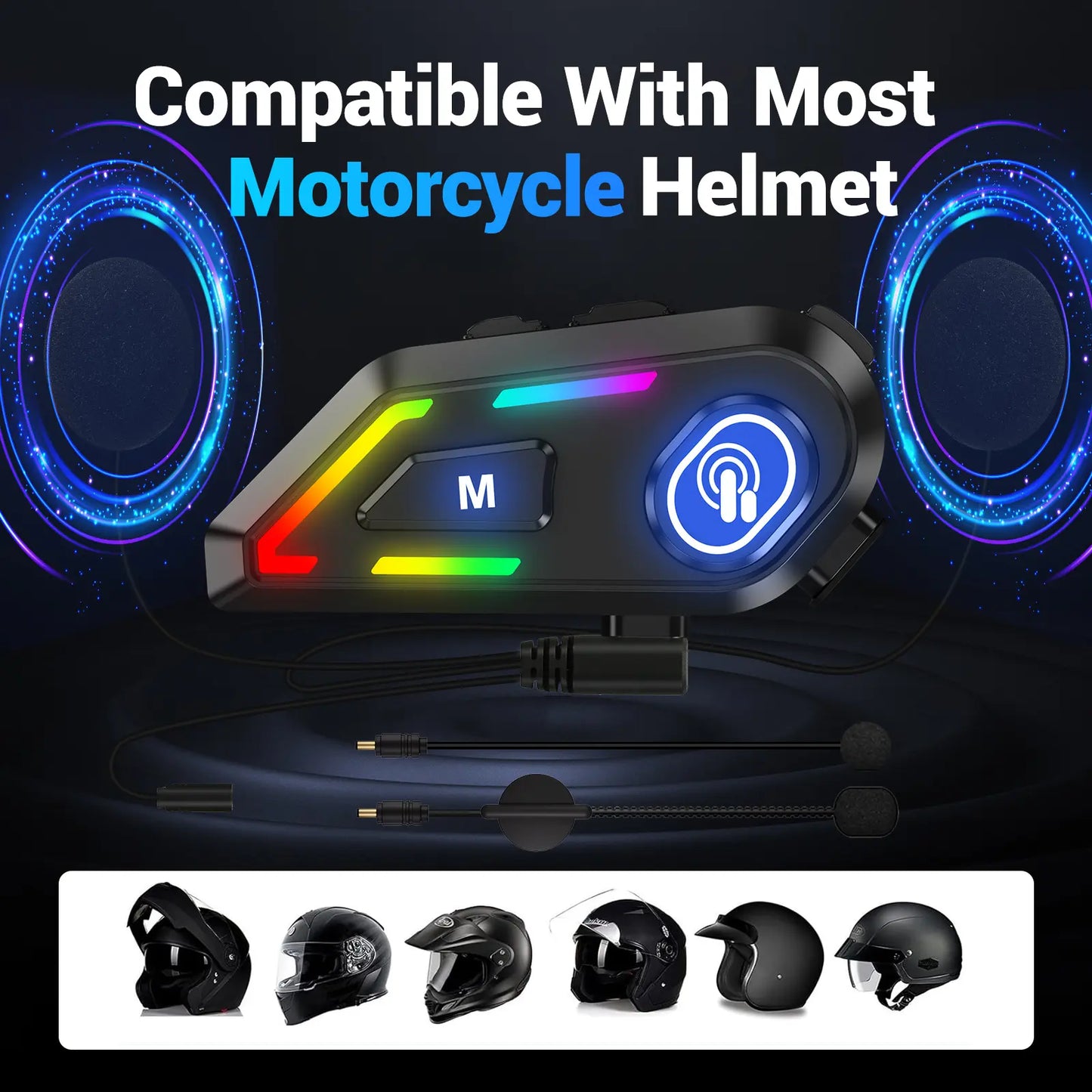 EDYELL Motorcycle Helmet Bluetooth Headset – HiFi Stereo, Waterproof, Noise Reduction, Superb Sound AI Earbuds