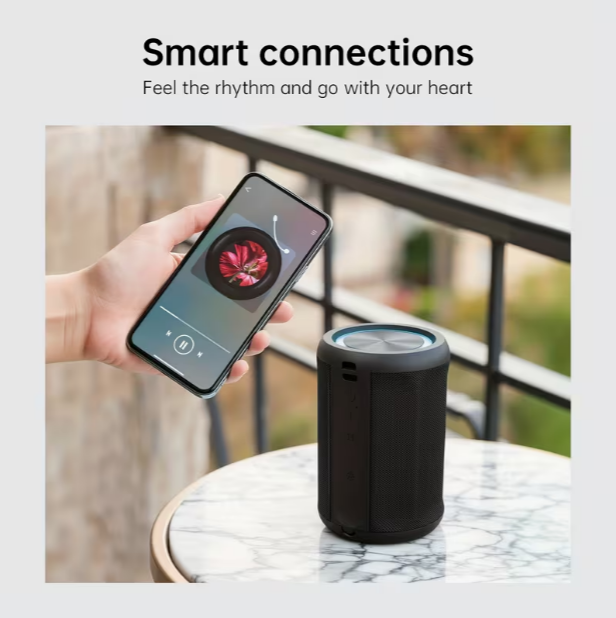 Portable Speaker with Crystal Clear HD Sound & RGBW Dynamic Light Show – IPX5, All-Day Playtime, TWS Pairing, Subwoofer & Stereo Sound, USB-C Charging, for Smartphone/Tablet, Home/Office/Party