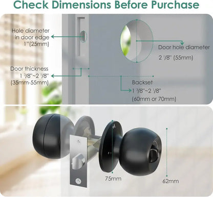 Smart Fingerprint Door Knob with App Control - Biometric Keyless Door Lock with Auto Lock for Bedroom, Home and Office