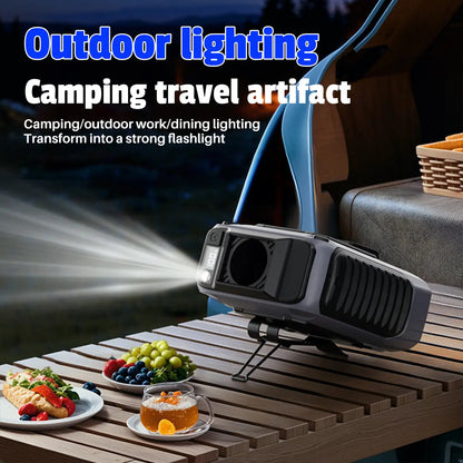 Portable Waist Clip Fan - 4-in-1 Wearable Personal Fan with 5 Speeds up to 15000RPM, USB Rechargeable Hands-Free Design with LED Light for Outdoor Work, Camping and Travel