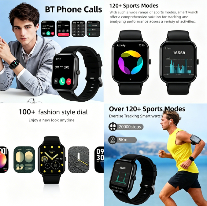 1.83" Touchscreen Smart Watch, Wireless Smart Watch, Calling Smart Watch, Digital Fitness Watches with Call Function & 100+ Sports Modes, Fitness Watch, Waterproof Smartwatch