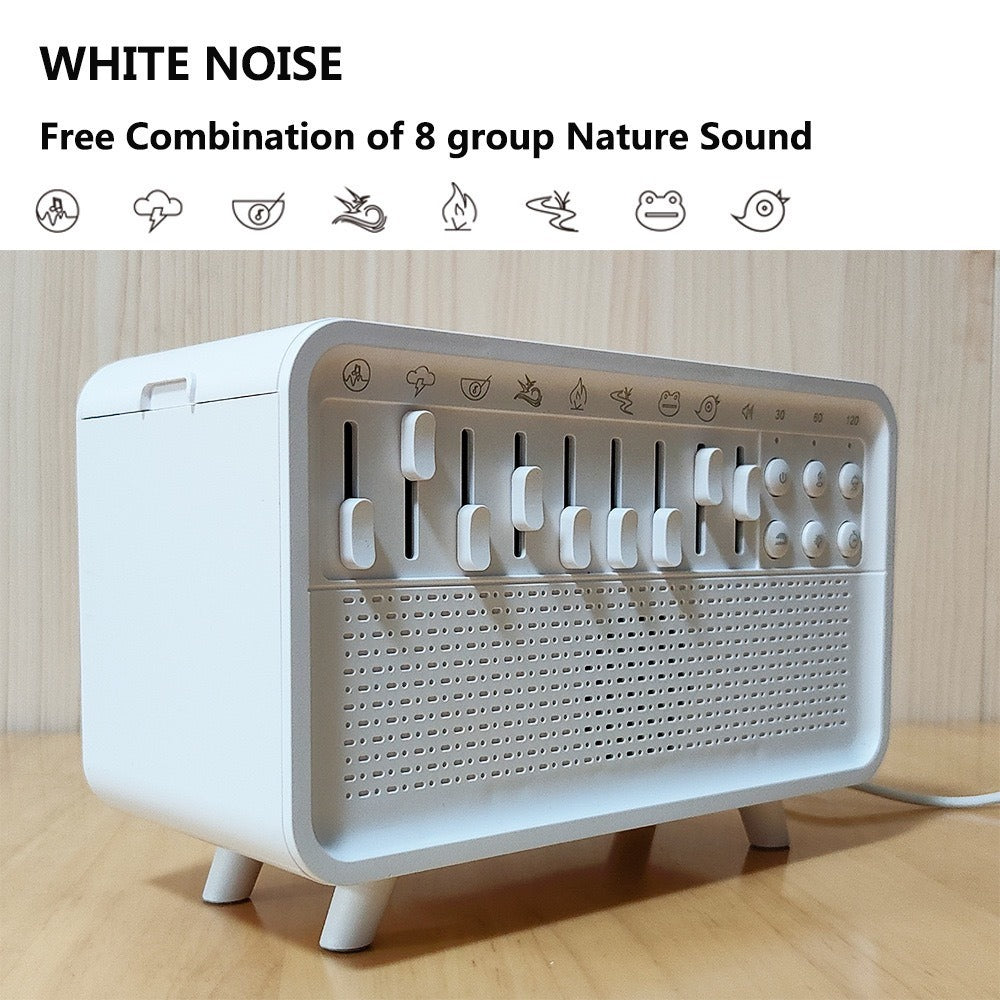 4-in-1 Wireless White Noise Machine – 8 Nature Sounds, Essential Oil Diffuser, Bluetooth Speaker, Night Light – Perfect for Sleep, Meditation, Work, Learning & Yoga