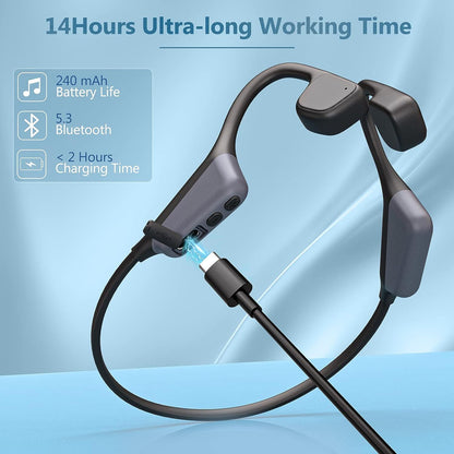 i18pro Bone Conduction Neckband Wireless Earphones - Open Ear Sports Headset with Mic and Stereo Sound (Black)