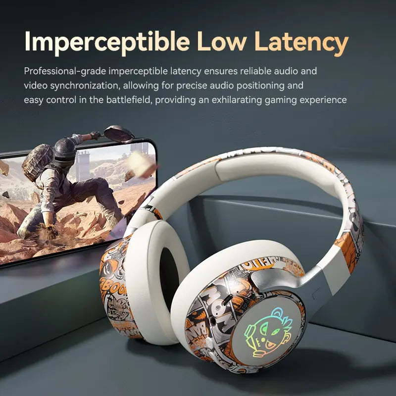 Foldable Wireless Bluetooth-Compatible Headphones - Noise Cancelling, Long Battery Life, Portable Design for Gaming and Music