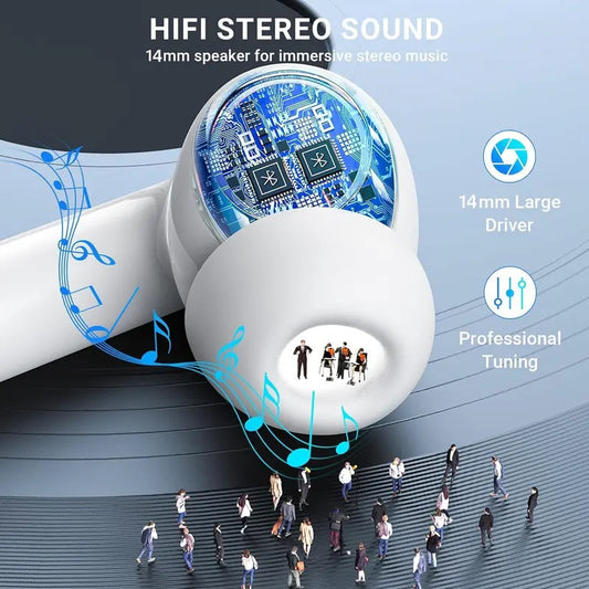 Bluetooth 5.3 Earphones 3D Stereo Wireless EarBuds with USB-C Fast Charging Case for Office, Sports, Study and Audio Calls, Long battery life, HiFi Music, Portable Wireless Audio Headphones