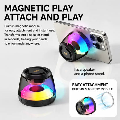 Monster Portable Mini Wireless Bluetooth Speaker, RGB Light Show, TWS Stereo Sound, 2 Speakers Pairing, 360° Surround Sound, Magnetic Suction, TF Card Support, Bluetooth 6.0, Ultra-Long Battery Life, for Home, Outdoor, Party - SummerWins - DealsForYouDays