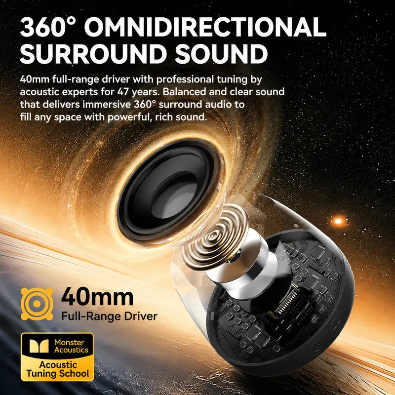 Monster Portable Mini Wireless Bluetooth Speaker, RGB Light Show, TWS Stereo Sound, 2 Speakers Pairing, 360° Surround Sound, Magnetic Suction, TF Card Support, Bluetooth 6.0, Ultra-Long Battery Life, for Home, Outdoor, Party - SummerWins - DealsForYouDays