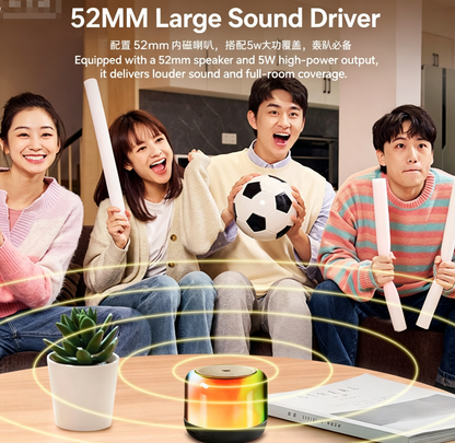 HP S02 Mini Bluetooth Speaker, Bedside Pillow Speaker, Transparent Glazed Subwoofer, TF Card Supported, Portable Outdoor Audio Player with RGB Light Effects, Cash On Delivery, Free Shipping