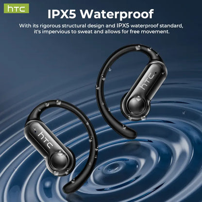 HTC NE80 Bluetooth 6.0 Headphones with LCD Smart Touchscreen - Water Resistant Wireless Earphones, HD Microphone Gaming Earbuds for Travel and Gift