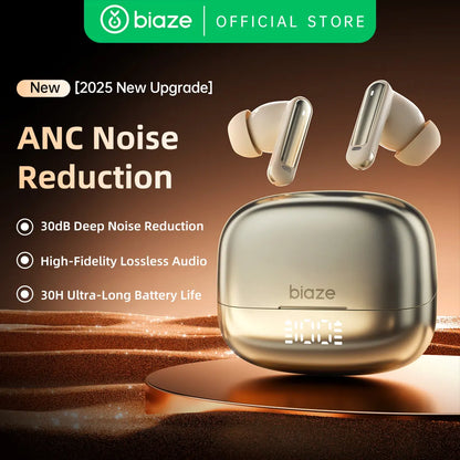 Biaze D79 Pro ANC TWS Wireless Earphones - Bluetooth 5.4, Bass Stereo, Noise Cancelling Mic, IPX5 Water Resistant for Sports