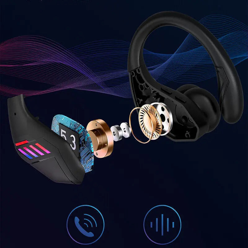 R400 Bluetooth 5.3 TWS Wireless Earphones - Ear Hook Design, Stereo Sound Earbuds